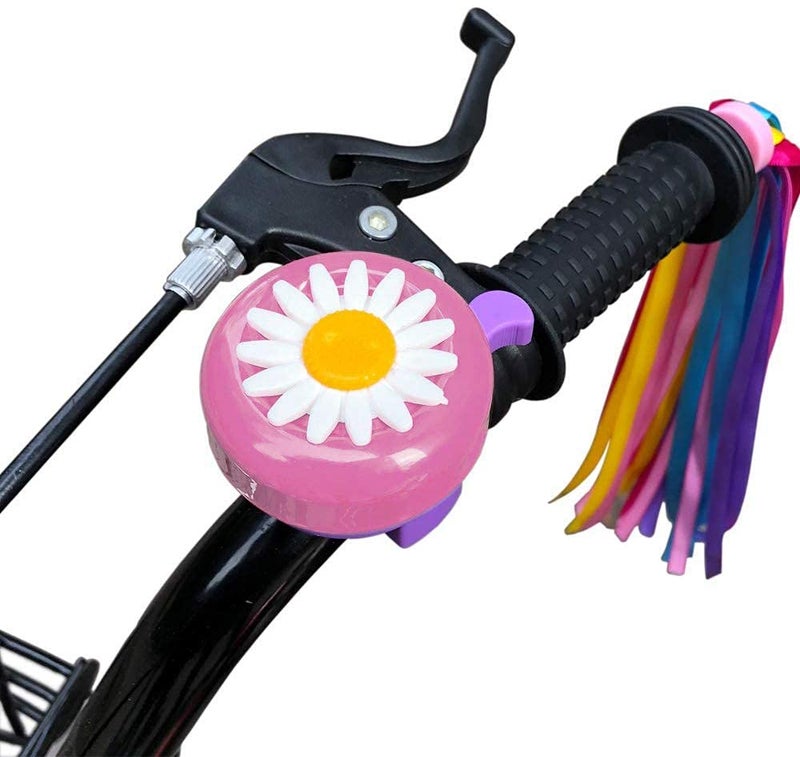 kortes 1 Pack Kids Bike Bell and 2 Pack Kids Bike Streamers for Children's Bike Accessories (Pink, Red,& Blue) (Pink & Purple) - Image 5